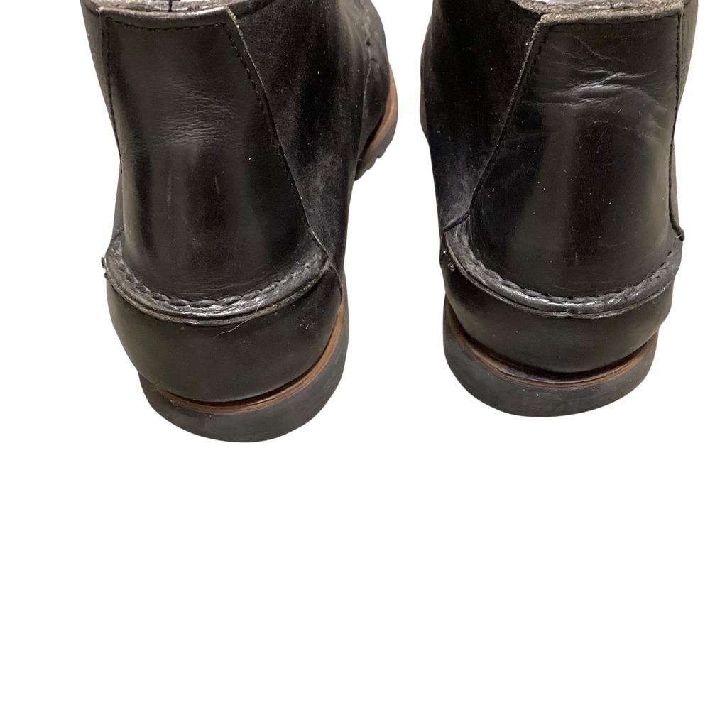 Timberland Womens 7.5 Black Leather Moc Toe Chukka Lace Up Ankle Boots Lug Sole - Picture 5 of 8
